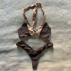 Acacia Swim Bikini, neutral brown/Grey + tan (S&M)